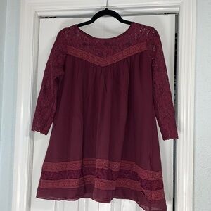 Winter Lennon Wine Burgundy Cotton Tunic Small​​​​​